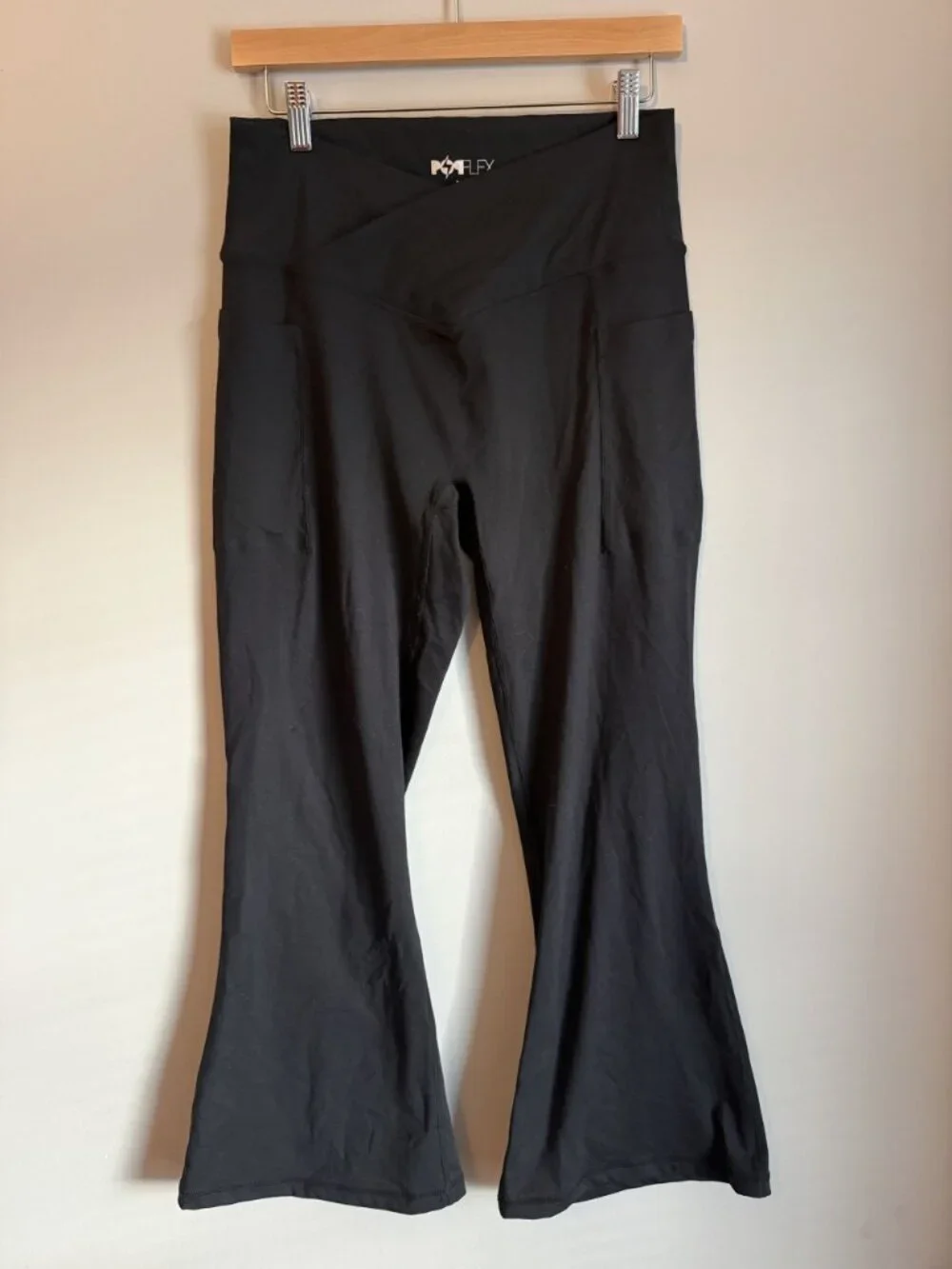 Popflex Black Flair Leggings Crossover Waistband 27" Inseam Size XL [jb] - Picture 4 of 6